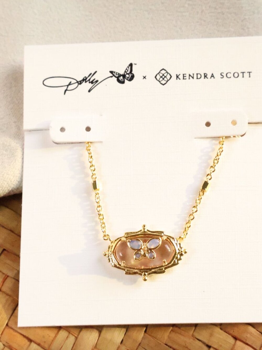 Kendra Scott Gold Necklace Light Pink Abalone